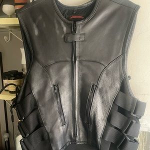 Leather motorcycle vest